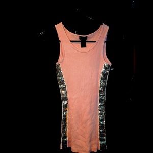 Pink Tank Top with Golden Sequins Size XS BRAND NEW NEVER WORN